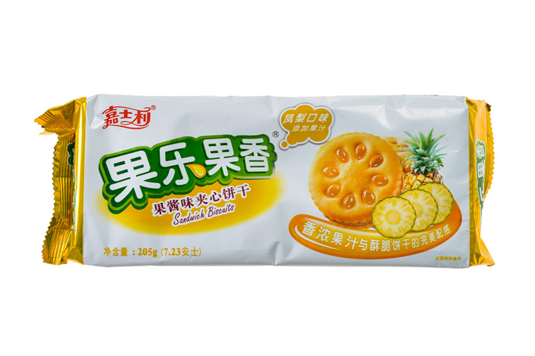 JIASHILI FRUIT  SANWICH BISCUITS  PINEAPPLE 205G